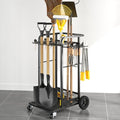 Garden Tool Organizer with Large Wheels, Heavy Duty 3-Tier Yard Tower Tool Rack for Garage, Holds Up to 35 Long-Handled Tools, Garden Tool Cart with 12 Hooks for Tool Organization Storage
