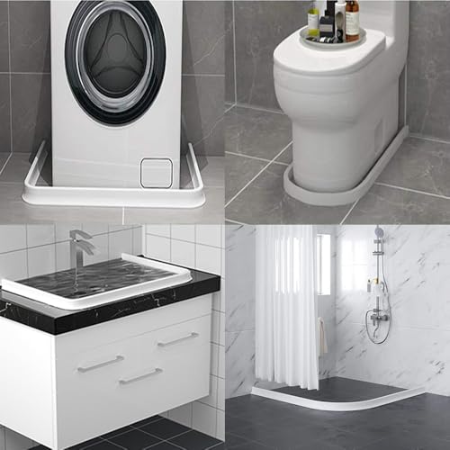 Collapsible Shower Threshold Water Dam Water Barrier for Shower and Retention System and Keeps Water Inside Threshold Dry and Wet Separation Suitable for Bathroom and Kitchen (39Inch, White) - view 6