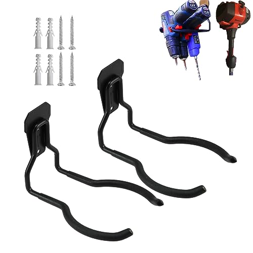 Power Tool Hanger, Weedeater Rack, Garage Wall Hooks, String Trimmer Hanger, Utility Hooks for Garage Tool Organizers and Storage (2 Pack), WEH01