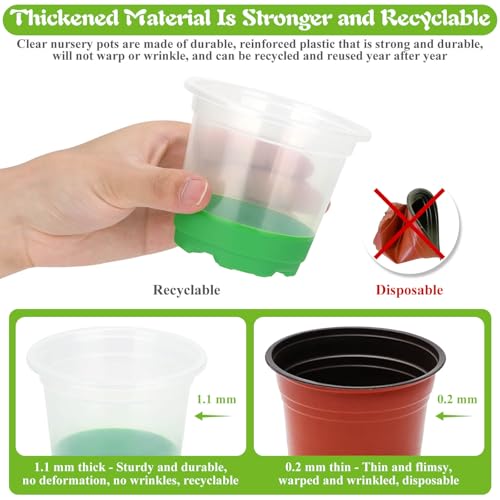 55PCS Reusable Seed Starter Kit Includes 30 Packs 3.5" Clear Nursery Pots with Silicone Base, Repotting Mat, Gardening Gloves, Plant Labels and Seedling Tools for Easy Transplant - view 7