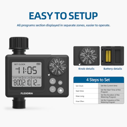 Digital Programmable Water Timer, Garden Hose Sprinkler Timer for Irrigation and Watering Systems, 1 Outlet - view 6