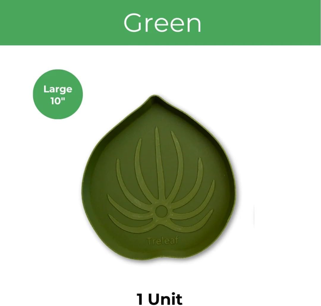 Mia Bottom Watering Plant Saucer – 10 inches Self-Watering Plant Tray for Indoor Plants, Leaf-Shaped Pot Saucer with Water Reservoir for Healthy Root Growth - Green - view 3