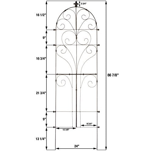 Scroll Garden Trellis 73.5"H, Freestanding Heavy Duty Iron 34 lbs - view 2