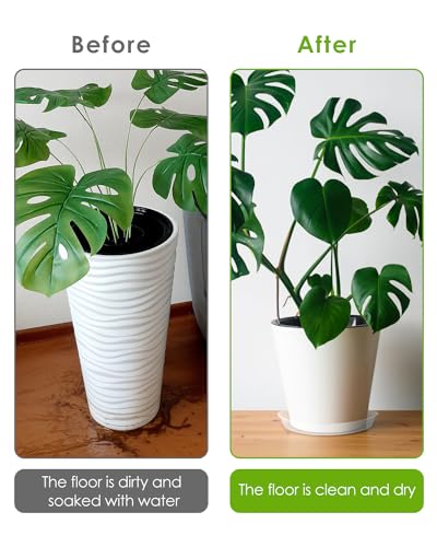 12 inch 5 Pack Plant Saucer Pot Tray, Large Thickened PP Plastic Flower Planter Water Drip Trays for Indoor Outdoor Garden, Semi-Transparent Planter Water Catcher for Pot, Plant Dish - view 5