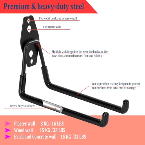 4 Pack Garage Hooks Heavy Duty, 7.4 inch Large Square Utility Hooks - view 3