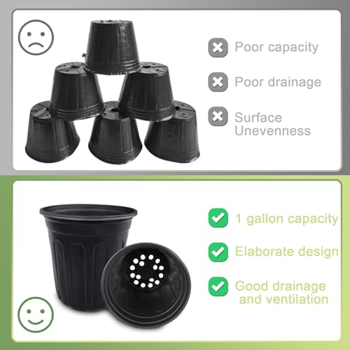 60 Pcs 1 Gallon Flexible Plant Nursery Pots,Thickened Soft Plastic Seedling Pot with Holes,Flower Plant Container for Succulents,Cuttings,Transplanting,Home Garden(Black) - view 5