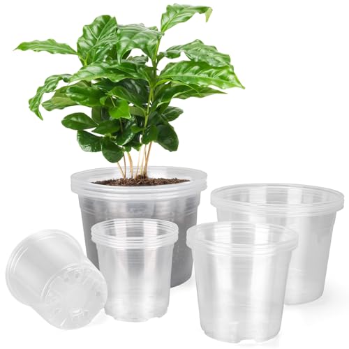 10/8/6/5 Inch Large Clear Nursery Pots with Drainage Holes, 16 Pack Gallon Clear Plastic Pots for Plants, Seedling Starter Pot, Garden Plant Pots for Succulents Flowers