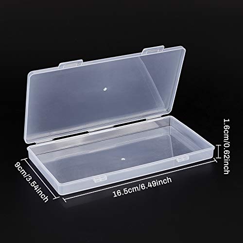 8 Pack 6.5x3.5x0.6 Inch Rectangle Clear Plastic Storage Box with Double Hinged Lids for Photo, Pencil, Craft Tools, and Other Small Accessories - view 2