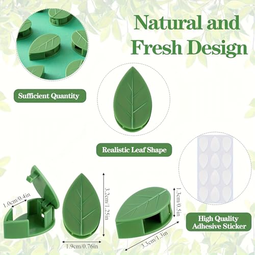 20 Pieces Plant Climbing Wall Fixture Clips with with Acrylic Adhesive Sticker Leaf Fixer Invisible Wall Vines Fixing Clips for Climbing Plants Plant Wall Climbing Clips for Wire Fixing, Green - view 2