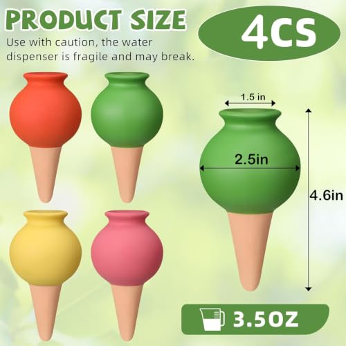 4 Pack Terracotta Self Watering Globes, Self Plant Waterer, Watering Spikes, Cute Colorful Ball, Aqua Bulbs for Indoor, Automatic Plant Watering Devices, & Silicone Fold Funnel - view 2