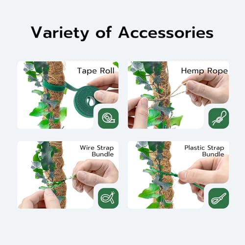 Bendable Moss Pole for Plants 47 Inch, Monstera Plant Support Stake with 7mm Aluminum Core, Coconut Coir Climbing Pole for Monstera Pothos Philodendron, Complete Kit with Ties & Rope - view 4