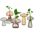 Plant Propagation Station: 5PCS Amber Glass Mushroom Vase for Flower