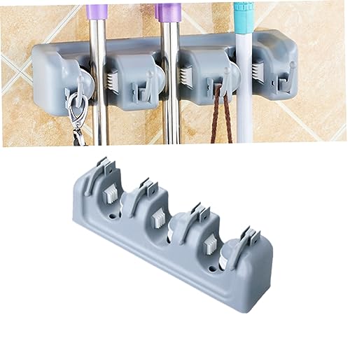 Wall Mounted Broom Mop Holder, 3 Slots 4 Hooks PP Plastic Organizer - view 2