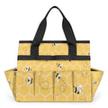 Yellow Bee Gardening Tool Bag,Heavy Duty Garden Tote Bag,Portable Oxford Gardening Storage Basket Organizer Handbag with Pockets Handle,Hand Tools Gifts for Outdoor Garden Lawn Yard