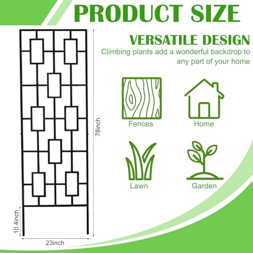 2 Pcs Garden Trellis 78x23 Inch Black Metal for Climbing Plants - view 2