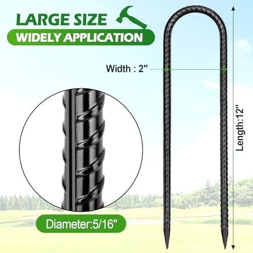 Trampoline Stakes Anchors High Wind 12''Ground Anchor Tent Stakes Heavy Duty, U Rebar Stakes Trampoline Accessories - view 2