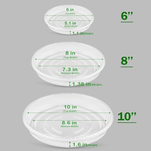 9 Pack Plant Saucers (6inch /8inch /10inch), Heavy Sturdy Plant Trays Pot Tray for Indoor Clear Plastic Flower Pot Saucers Thicker Plant Water Drip Trays for pots- Clear - view 2