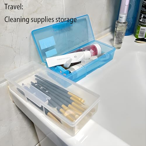 6-Pack Nail Storage Organizer with Breathable Lid, 7.5" x 3" x 1.5" Pink Blue Clear Plastic Box Case, Small Nail Tool Organizer Case for Nail Files, Makeup Brushes, Combs, Press on Nails - view 6