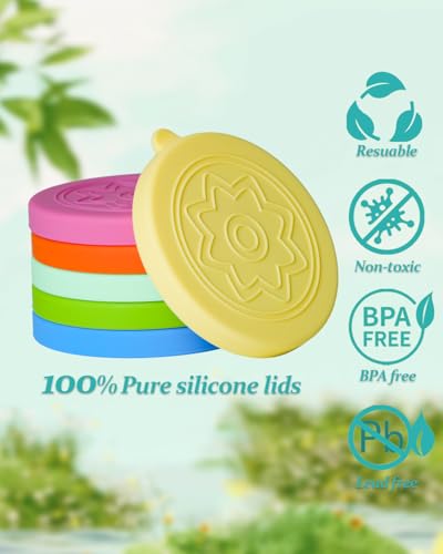 12 Pack Silicone Oui Yogurt Jar Lids with 8 Labels, Food-Grade Lids for 5Oz Oui Yogurt Jars, Reusable Silicone Canning Covers Perfect for Oui Yogurt Bottle, Green(Jar not Includ) - view 3