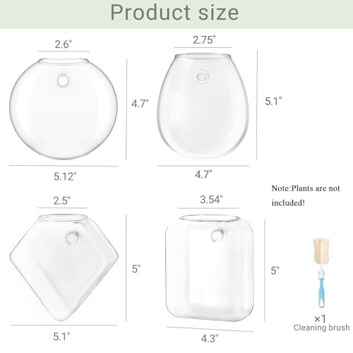 Wall Propagation Planters, 4 Pack Glass Hanging Vase Plant Holder - view 4
