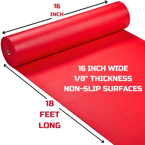Tool Box Liner 16" Wide x 18 Ft, 1/8" Thick Heavy Duty Toolbox Drawer Liners for Tool Chest Cabinet Workbench & Garage Shelf, Protective Non-Slip Mat for Mechanics & Workshops, Red - view 2