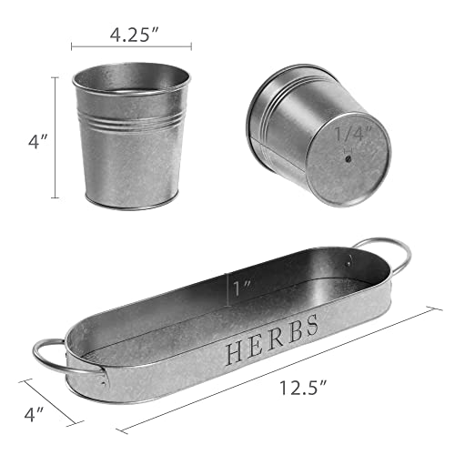 Indoor Herb Garden Planter Pots Set/3 (Galvanized) - view 4