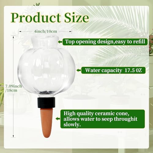 3 Pack Plant Self Watering Globes Top Fill for Indoor Plastic Water Bulbs Slow Release Terracotta 17.5 oz Self Watering Planter Insert Automatic Drip Irrigation Water Spikes Stakes Devices System - view 2