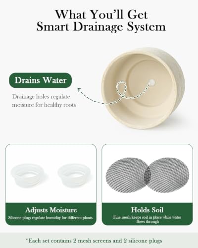 Succulent Pots, 8"+6" Plant Pots, Ceramic Planters for Indoor Plants - view 4