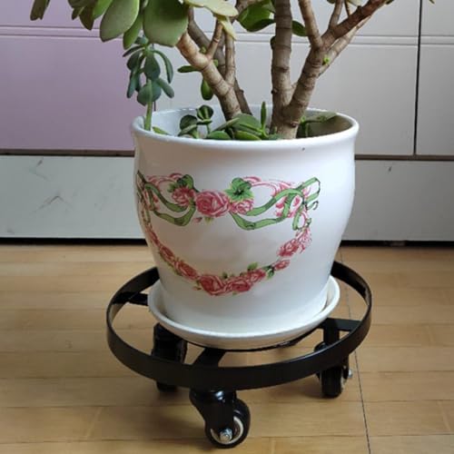 Iron Plant Pot Holder Tray Rolling Stand with Wheels for Planters - view 6