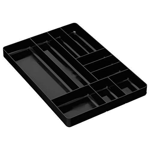 Ernst MFG 10 Compartment Drawer Organizer: Heavy Duty Stackable Tray for Automotive Tool Organization -Low Profile Toolbox - Nuts and Bolts, Tools, Parts, Easy to Clean - Black - Made in the USA