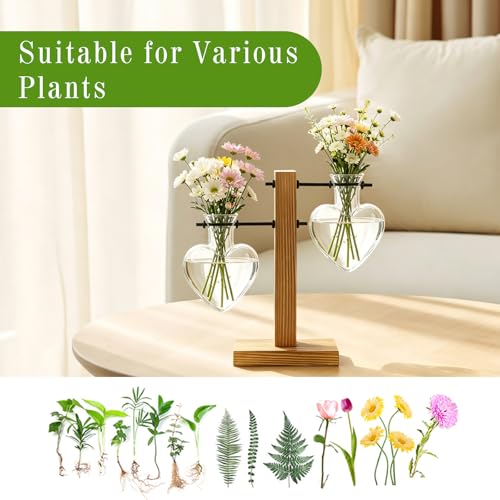 Plant Propagation Station Terrarium Wooden Stand 2 Love Bulb Vase - view 3