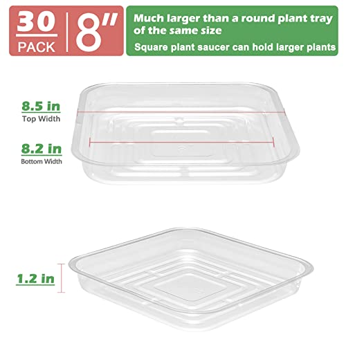 30 Pack Plant Saucers for Indoors 8 Inches Plant Trays for Pots Plastic Trays for Plants Square Plant Drip Trays for Potted Plants Flower Pot Saucers Clear Plant Plates to Catch Water, Bulk - view 4