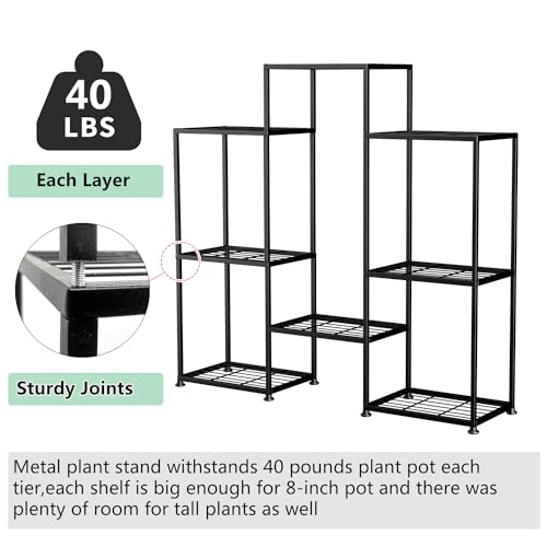 Metal Plant Stand Indoor Metal Plant Stands Outdoor Tiered Plant Shelf for Multiple Plants, 4 Tiers 8 Potted Plant Rack Holder Garden Shelves Flower Stand for Living Room Patio Corner (8 Tiers-B) - view 5