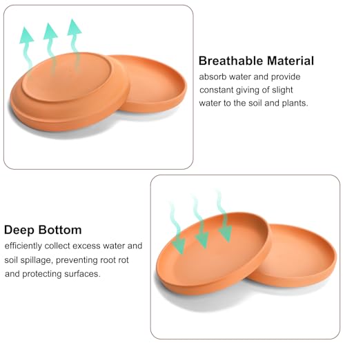 4 Pack Terracotta Pot Saucer, 9 Inch Large Round Terra Cotta Plant Saucers for 8 Inch 8.5 Inch 9 Inch Flower Pot with Drainage Hole, Clay Drip Tray Planter Water Tray for Indoor Outdoor Plants - view 3