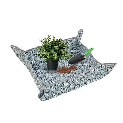 Heavy-Duty Waterproof – Indoor Plant Transplanting & Mess Control Mat, Thick Succulent Potting Tray for Soil Change, Spill-Proof Gardening & Pet Grooming Mat (S - 26.8"X26.8")