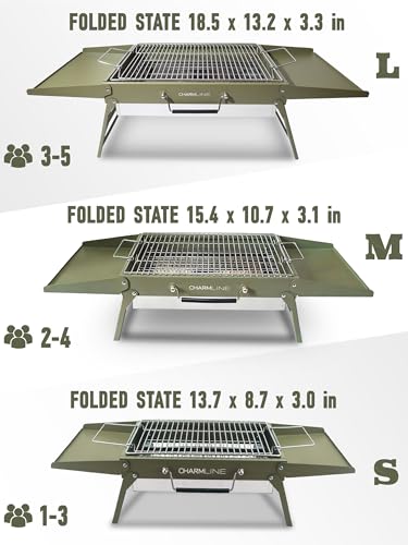 14 x 9 inches Small Portable Charcoal BBQ Grill, Foldable Compact Camping Barbecue for 1–3 People, Ideal for Camping, Tailgating, Beach, Picnic & Tabletop Use, Green - view 6