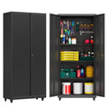 71''H Garage Storage Cabinet with Wheels, Meatl Storage Cabinet with Lock