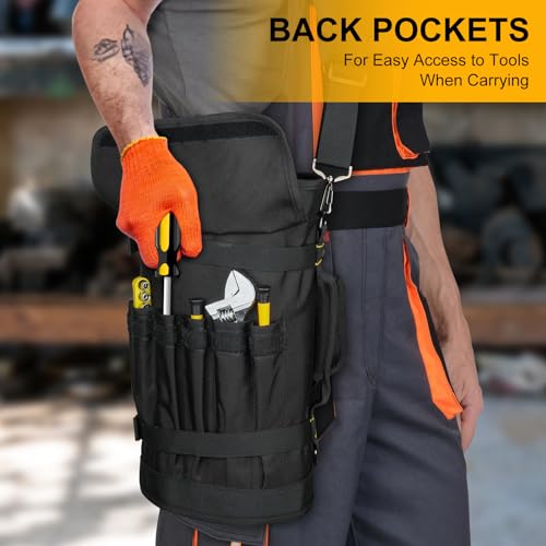 Tool Bag,Large Roll Up Tool Bag Organizer,13 Pockets Tool Roll Storage Pouch,Heavy Duty Portable Tool Storage Carrier Bag for Men,Mechanic,Electrician,Valentines Day Gifts for Men,Black - view 3