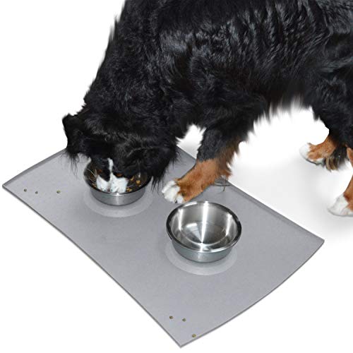 X-Large Waterproof Dog Food Mat (34x23). FDA Grade Silicone [Superior Hygiene, Non-Toxic, Multiple Sizes] Extra Large Dog Food mat for Floors,Grey - view 7