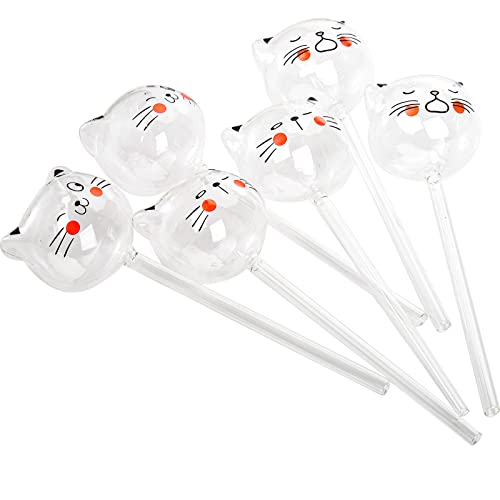 6 Pieces Self Watering Bulb, Glass Plant Watering Globes, Hand Blown Cat Shape Automatic Watering Spike Device for Indoor and Outdoor Plants - view 3