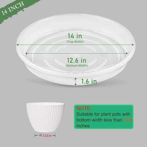 Large Plant Saucers Drip Tray 2 Pack 14 Inch Heavy Sturdy Plastic Flower Pot Saucers for Indoor,Clear Plastic Planter Water Tray for Plant Pots Liners (14''-Clear) - view 2