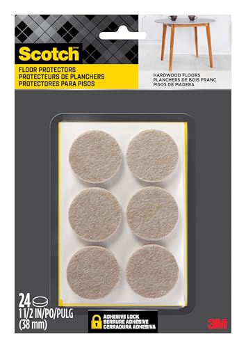 Felt Pads, 24 Pads, Circle, Beige, 1.5 in x 1.5 in