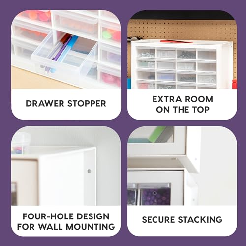24-Drawer Plastic Storage Cabinet, Teacher Toolbox, White - view 5