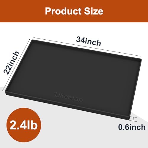 34" x 22" Extra Thick Silicone Mat Waterproof with Raised Edge, Black - view 7