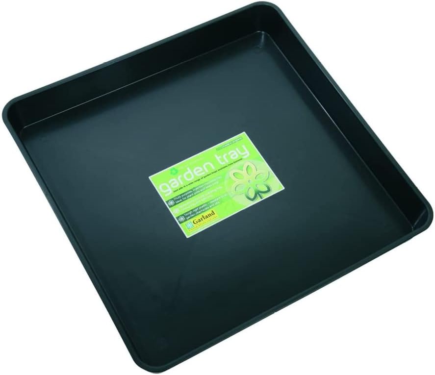 Square tray, durable 1-piece drip and potting tray for mixing, growing and more, 23.5 x 3" x 23.5" (black)