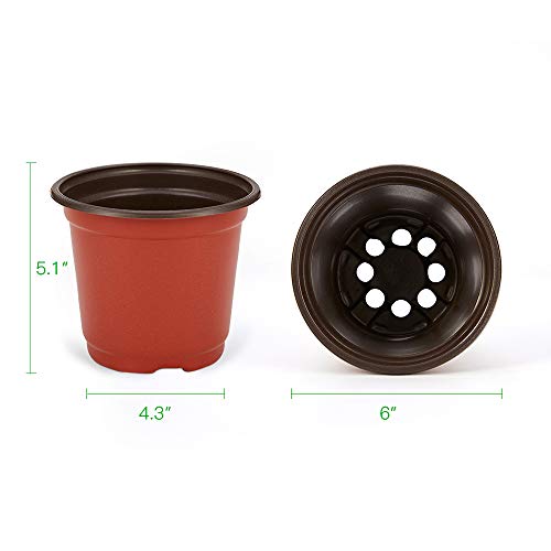 100-Pack 6 Inch Plastic Nursery Pots Come with 100 Pcs Labels, Seedling Flower Plant Container and Seed Starting Pots - view 2