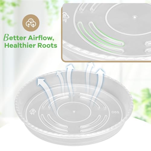 14 Pack Clear Plant Saucers for Indoors(6/8/10 Inch) – Extra Thick & Deep Plastic Plant Trays for Pots, Heavy Duty Indoor Outdoor Drip Trays, Stackable Water Catcher for Houseplants, Garden & Balcony - view 2