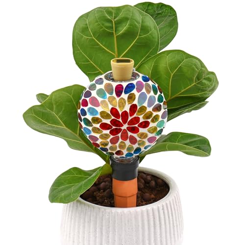 Solar Mosaic Watering Globe, 17 fl oz, Terracotta Spike, Multicolor