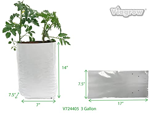 Grow Bags Thick Plastic Grow Bags for Potting, Seedlings, Rootings, 3 Gallon 50 Pack, White - view 3
