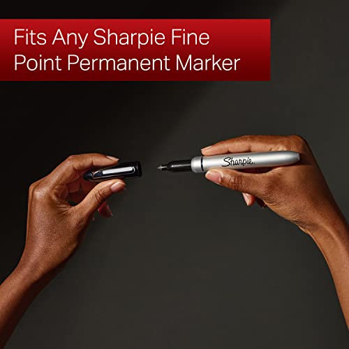 Permanent Markers with Stainless Steel Marker Case Fine Point Black 6 Count - view 3